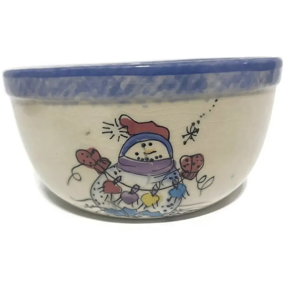 Vital Unit Snowman Nesting Mixing Bowls Stoneware Set of 3 Christmas Holiday